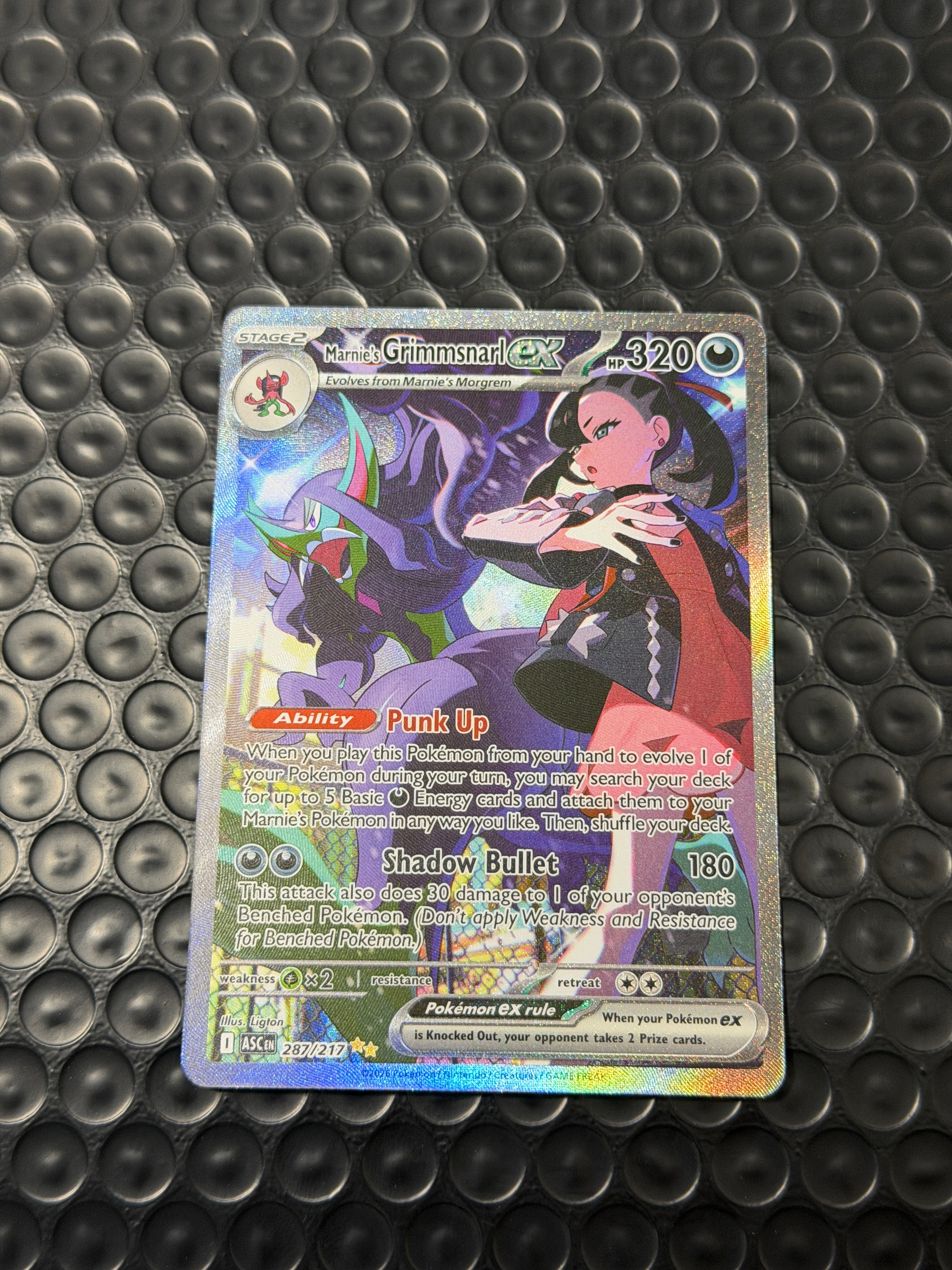 Pokemon Marnie's Grimmsnarl ex 287/217 Full Art Ultra Rare ASC Holo EN