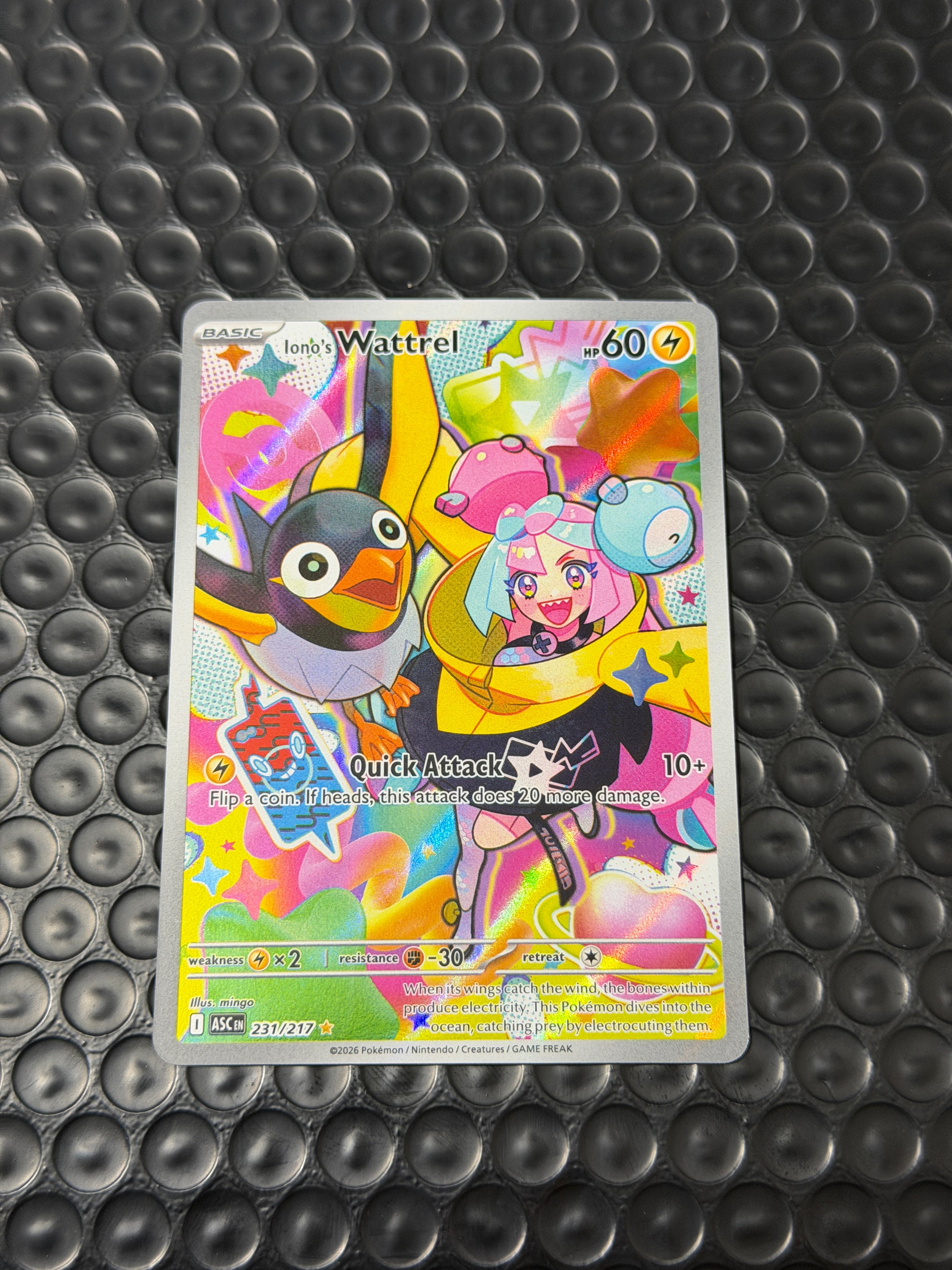 Pokemon TCG Iono's Wattrel ASC EN Illustration Rare Full Art Holo 60 HP 231/217